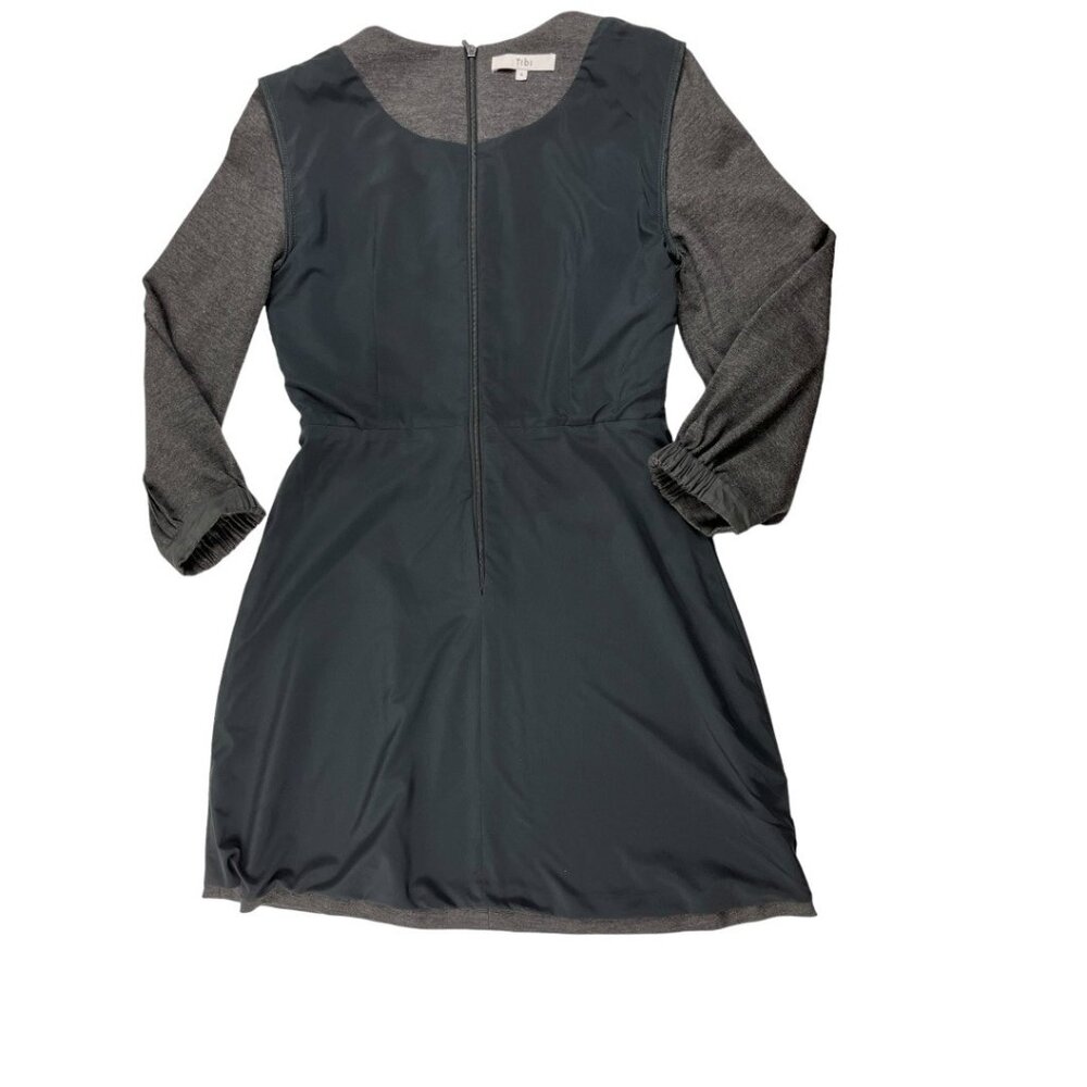 Tibi Mini Dress Charcoal Heather Gray 3/4 Sleeves Lined Size 4 Minimalist Chic - Picture 16 of 16